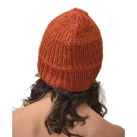 Hand Knitted 100% Merino Wool Snowboard Ski Himalayan Nepal Slouchy Beanie Polar Fleece Lined Woolen Stocking Cap Womens Winter Hat Orange