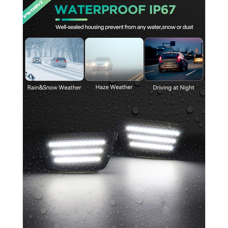 PWOBVZ LED Side Marker Light Assembly, Front Fender Bumper Lamps