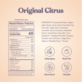 Lotza Sparkling Citrus Punch, Non-Alcoholic Mixer or Mocktail with Adaptogens, Electrolytes, Antioxidants, Seltzer Water & Fruit Juice (8.45 oz, Pack of 12) - Original Citrus