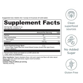 Ancient Nutrition Clean Energy Powder, Strawberry Kiwi, Supports Healthy Energy and Cognitive Health, Promotes Mental Alertness and Focus, 30 Servings