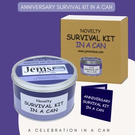 Anniversary Survival Kit in a Can – Fun Novelty Gift for Him - Unique Anniversary Present for Husband, Boyfriend, Fiancé or Partner – Funny Keepsake Gift Box for Men Romantic Gift Idea (Purple/Lilac)