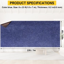 Grefinity Marine Carpet,6 FT x 23 FT Deep Blue Indoor Outdoor Carpet 0.2" Thick Boat Carpet with Water-Proof TPE Backing, Non-Slide Outdoor Marine Carpet Roll for Home, Patio, Porch, Deck