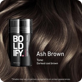 BOLDIFY Hair Thickening Fibers - Fill In Thinning and Fine Hair for an Instantly Fuller, Thicker Look - 14 Shades for Women & Men:_Ash Brown_28 g