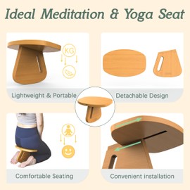 HOSUKU Portable Meditation Stool - Detachable Pine Wood Prayer Bench, Ergonomic Meditation Chair, Ideal Yoga Stool for Comfort and Stability - Perfect for Meditation, Yoga, and Outdoor Use
