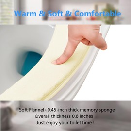 Medium-sized Soft Thicker Warmer Toilet Seat Cover Washable, Toilet Seat Cushion with Memory Foam, Fits Most Size Toilet Lids for Bathroom, Easy Installation & Cleaning (Light yellow)