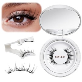 Pestañas Magnéticas Pestañas Postizas de Aspecto Natural con Aplicador Sin Pegamento Kit de Pestanas Falsas Magnéticas Pestanas Banda Transparente Wispy Reutilizables sin Eyeliner (L04)