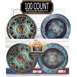 Supa Ant Canning Lids Regular Mouth (100pcs) Decorative Metal Canning Lids Regular Mouth (Royal Worcester) Buckle Proof and Rust Proof - Perfect Fit Can Lid for Mason Jars Canning Supplies