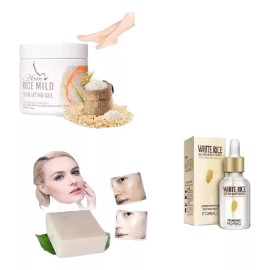 set arroz Kit Arroz Exfoliante  + Suero Arroz + Jabon De Arroz