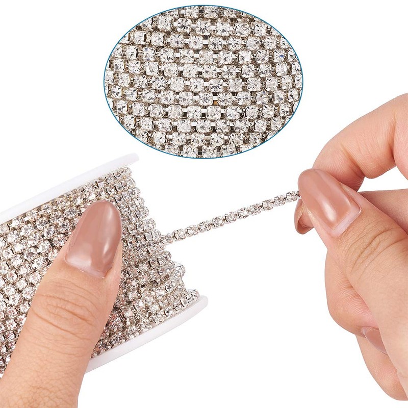 Pandahall 1 Roll Rhinestone Chains 2.8 mm Crystal