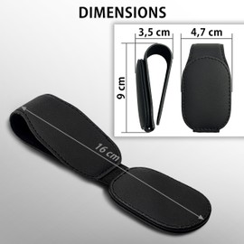 MyGadget Glasses Holder for Car Sun Visor – [Extra Strong Magnetic Clip] – Interior Accessories for All Types of Glasses Made of PU Leather in Black