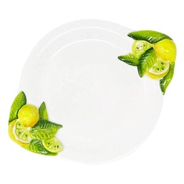 Lashuma Handmade Round Breakfast Plate Italian Ceramic Lemon Design Dinner Plate 27 x 20 cm