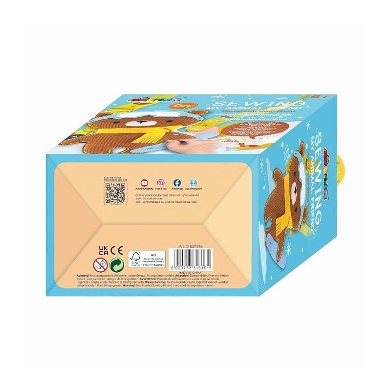 Avenir 6301816 DIY Sewing Kit, Sewing Bear with Snowboard, Shoulder