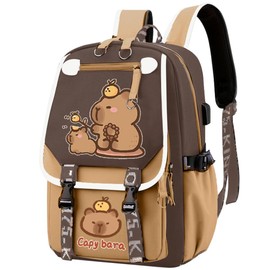 YEIUZPT Capybara Kids Backpack, Capybara Schoolbag Rucksack Cartoon Toddler Daypack School Backpack Adjustable Rucksack Large Capacity Nursery Daypack Lightweight Waterproof Casual Book Bag for Kids