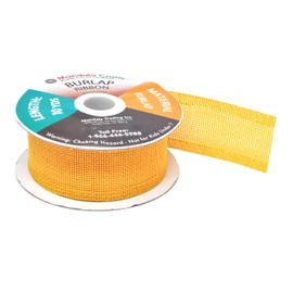 Mandala Crafts 20 Yards Country Western Rustic Accents Decorative Trimmings Wrapping Jute Burlap Ribbon Spool (Yellow, 1.5 Inches)