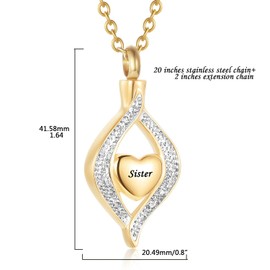 OutstandLong Dad Teardrop Heart Cremation Urn Necklace for Ashes Mom Dad Grandma Human Holder Memorial Keepsake Pendant Jewelry