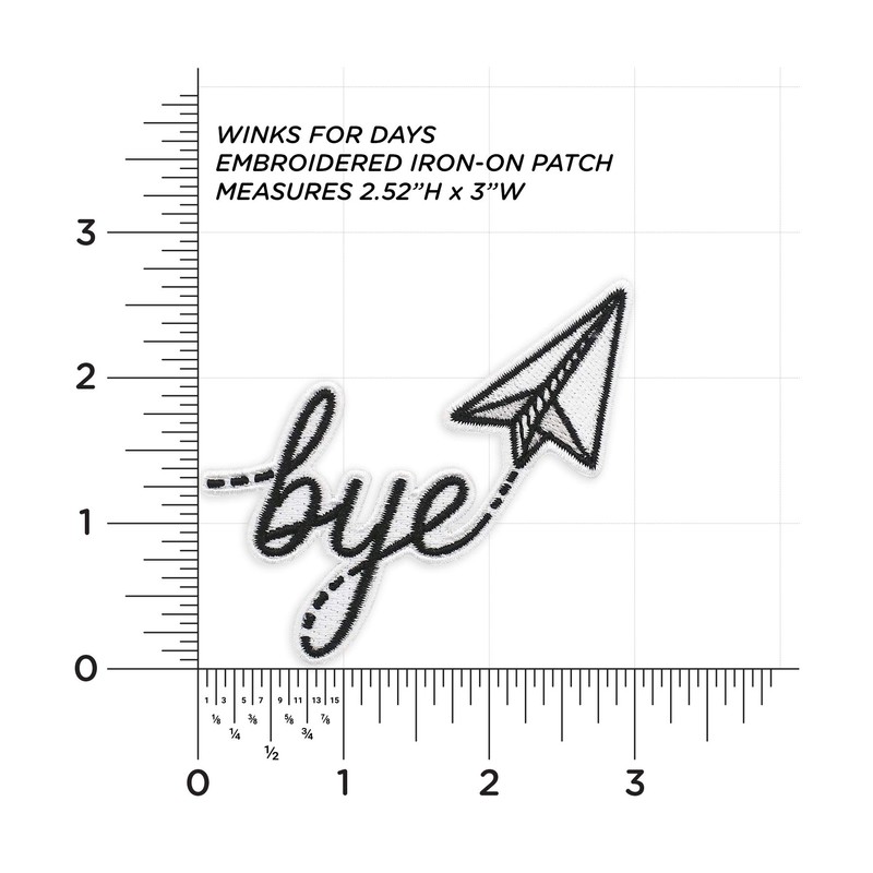 Winks For Days Bye Paper Airplane Embroidered Iron-On Patch