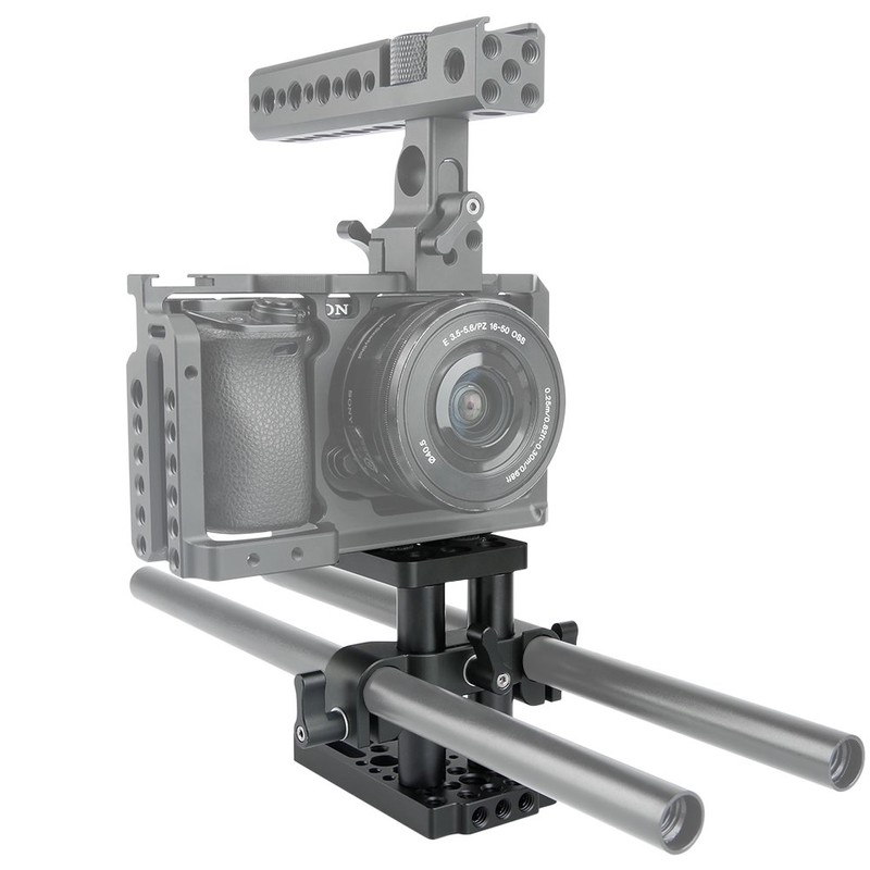 NICEYRIG DSLR Camera Baseplate Switching Kit with 15mm Rod Raiser