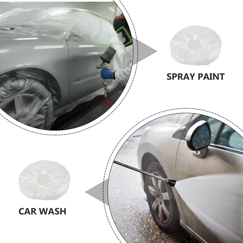 SHINEOFI Disposable Tire Covers for Truck Wheel Protection Transparent Plastic