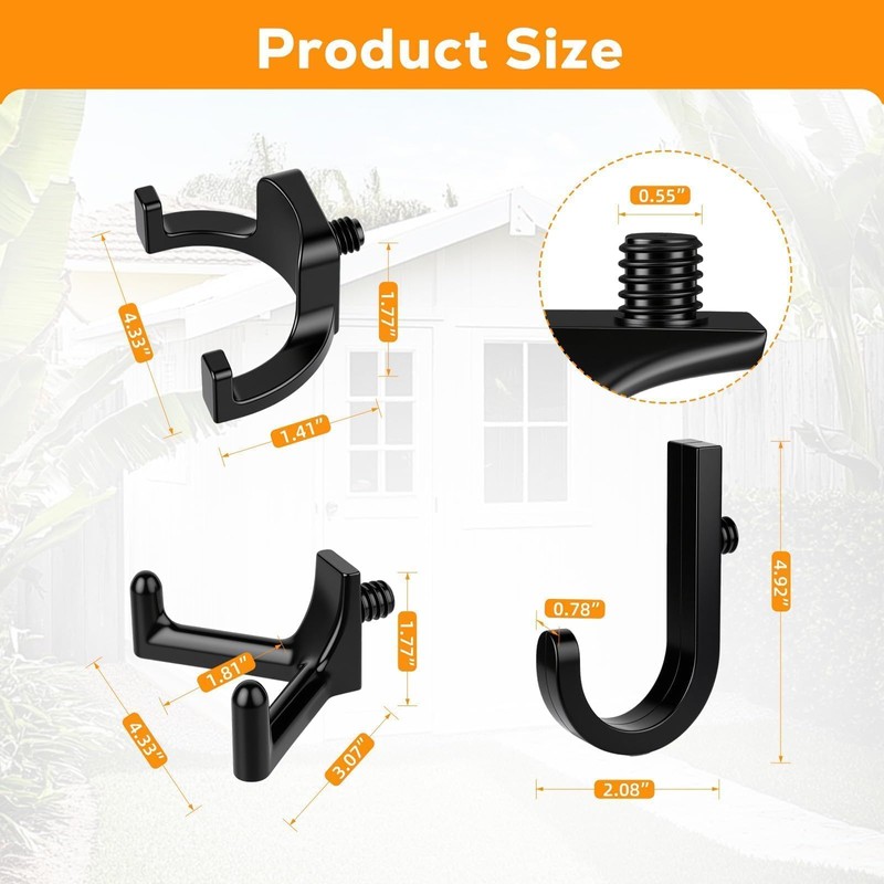 FIMXSD 9 pcs Storage Shed Hooks J U V-Shape Hangers