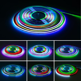 SEZO COB RGB LED Strip Lights WS2811 IC Addressable 16.4FT/5M DC24V 630LEDs/M IP30 Dream Color Chasing High Density FCOB RGB LED Tape for Indoor DIY Decoration (Not Included SPI Controller)