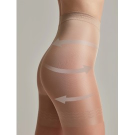 Conte elegant Control Womens Body Shaping Sheer Compression Pantyhose Tights - Control,Nude (Natural),Large