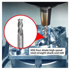 ECSiNG 10Pcs HSS 4 Groove End Mill Set Straight Shank 2/3/4/5/6/7/8/9/10/12mm Diameter 6mm 8mm 10mm 12mm Handle for Wood Aluminum Steel Titanium