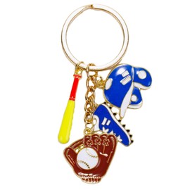 Aavedge Baseball Keychain, Blue Baseball Keychain For Boys, Men, Women, Girls, Players & Team Spirit. Premium Enamel Durable Sports Keychains with Bat, Shoe, Helmet & Glove Key Charm.