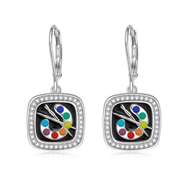 Artist Brush Earrings Colourful Dangle Earrings Art Teacher Gifts Artist Gifts for Women and Girls Art Lovers, Sterling Silver