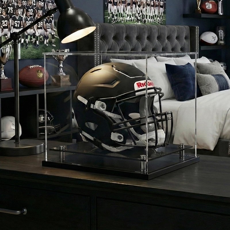 Football Helmet Display Case Full Size,Acrylic Helmet Display Case Black