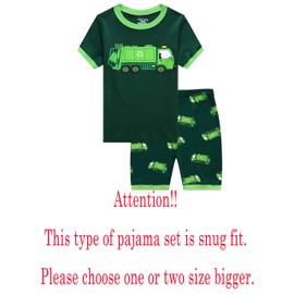Family Feeling Baby Boys Garbage Truck Pajamas Short Sets 100% Cotton Infant Kid 18-24 Monthes