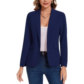 MINTLIMIT Women's Jacket Suit Elegant Casual Spring Blazer Shawl Collar Half Lined (Navy M)