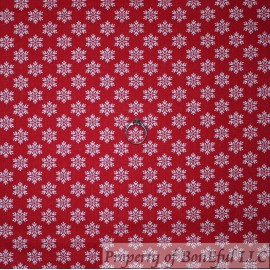 Signature BonEful Fabric Cotton Quilt Red White Snowflake Small Little Calico Winter Print