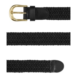 Streeze Ladies Stretch Belts - 5 Sizes Elasticated Woven Braided Fabric. 1 inch Wide with Gold Buckle (X Small, Black)