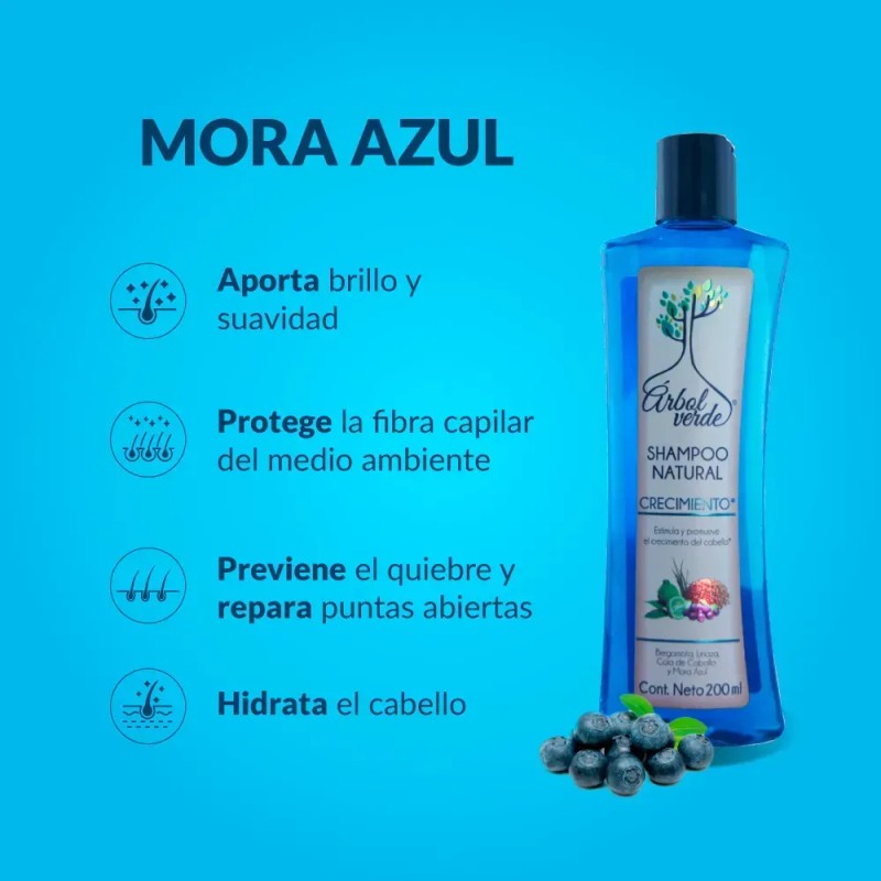 Shampoo Crecimiento De Cabello Árbol Verde 200ml Bergamota