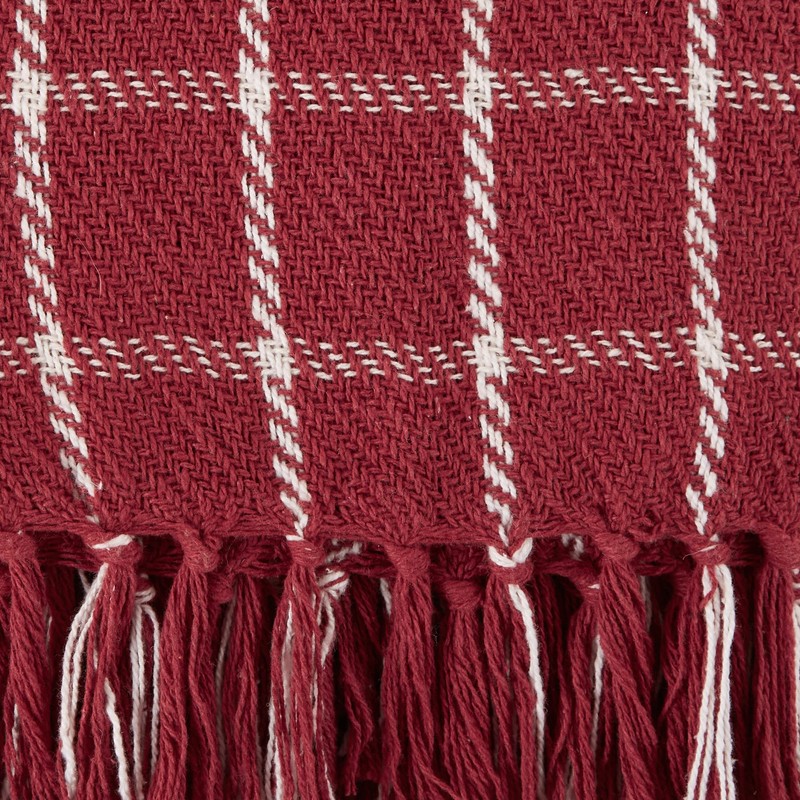 DII Transitional Checked Plaid Woven Throw, 50x60, Barn Red