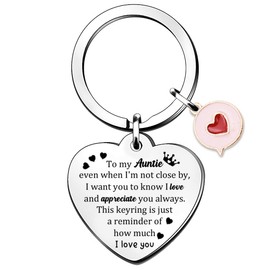 HZBLAZ Auntie Keychain Rings Aunty Family Love Mother's Day Keyring Aunt Birthday Heart Key Tag Accessory Christmas Cute Woman Souvenirs Love and Appreciate Reminder Keepsake
