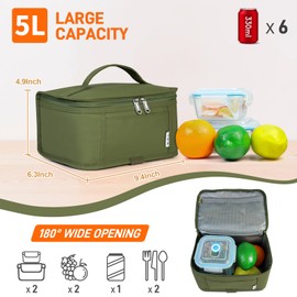 NOL Natural Organic Lifestyle Small Lunch Bag Mini Lunch Box Insulated Lunch Bag for Men/Women Leakproof Cooler Tote Bag Lightweight Nylon Waterproof Lunch Box For Work, Amy green