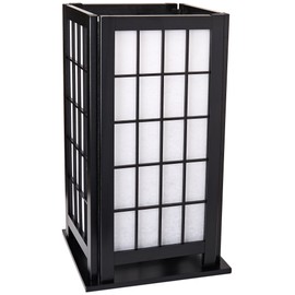 Oriental Furniture 27" Tall Hokkaido End Table Shoji Lamp - Black