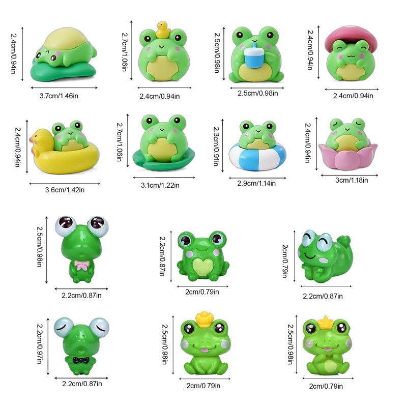 14Pcs Funny Tiny Frog Figurines, Mini Frogs Decor, Desk Shelf