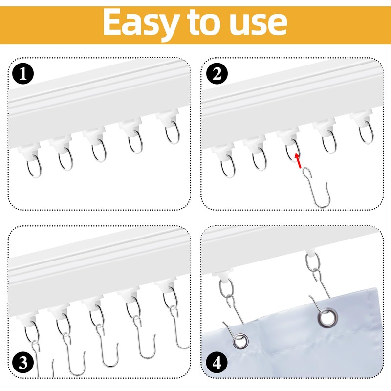 Marsui 20 Sets Curtain Track Roller Hooks Dual Wheel Roller