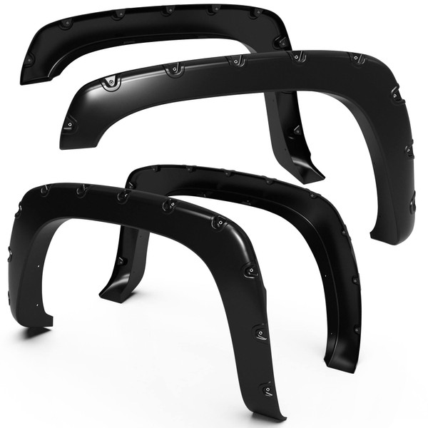 Tyger Auto TG-FF8C4058 for 1999-2006 Chevy Silverado/GMC Sierra (Incl. 2007 Classic) | Paintable Smooth Matte Black Pocket Bolt-Riveted Style Fender Flare Set, 4 Piece