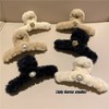 Autumn/Winter Women's Pearl Camellia Plush Back Head Hair Clip One Size/Light Curry-Camellia 20ea