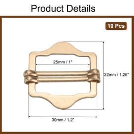 sourcing map 10Pcs Adjustable Slide Buckle, 1"(25mm) Metal Strap Buckle for Suit Vest Purse Bag Hardware Making Supplies Backpack Replacement Keeper, Light Gold