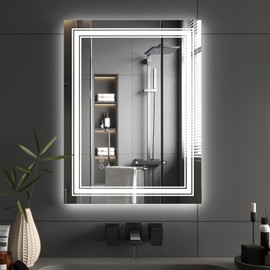 LUSABE 24x32 Inch LED Bathroom Mirror with Lights, Anti-Fog, Dimmable, Dual Front & Backlit Vanity Mirror, 3 Color Modes, Shatter-Proof Tempered Glass, Memory, ETL Listed, Horizontal/Vertical Mount