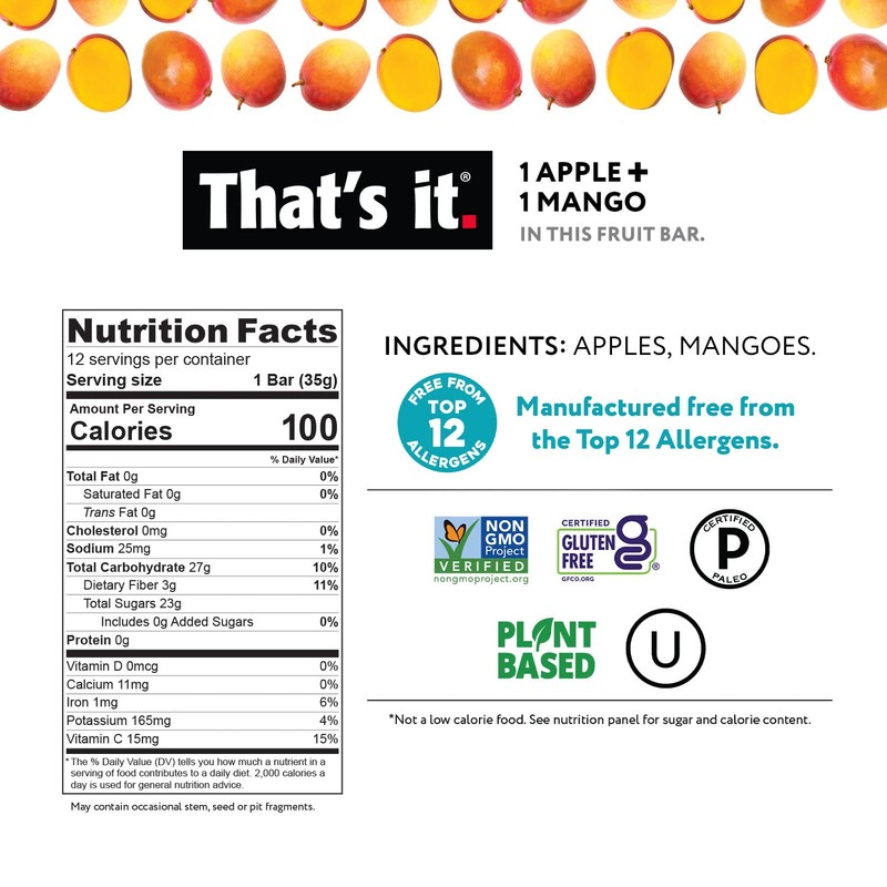 That's It Apple Bar, Mango, 1.2 Ounce (Pack of 12)