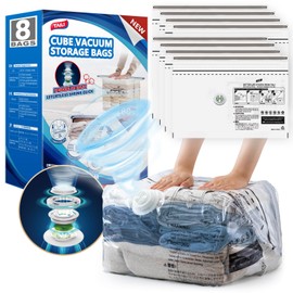 TAILI 8 Pack Vacuum Storage Bags for Travel, Cube Space Saver Bags Medium Size (25x19x11 inch), Reusable Compression Bags for Travel Suitcases and Luggage, Travel Vacuum Bags for Clothing
