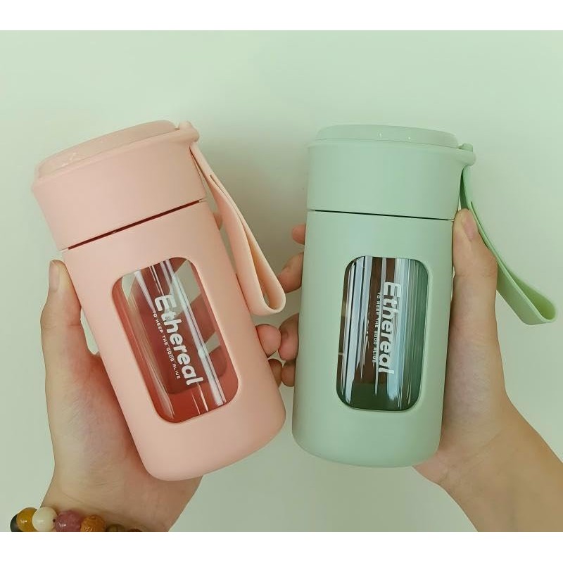 DEDEYA 8oz PP Coated Small Glass Water Bottle with leak-proof