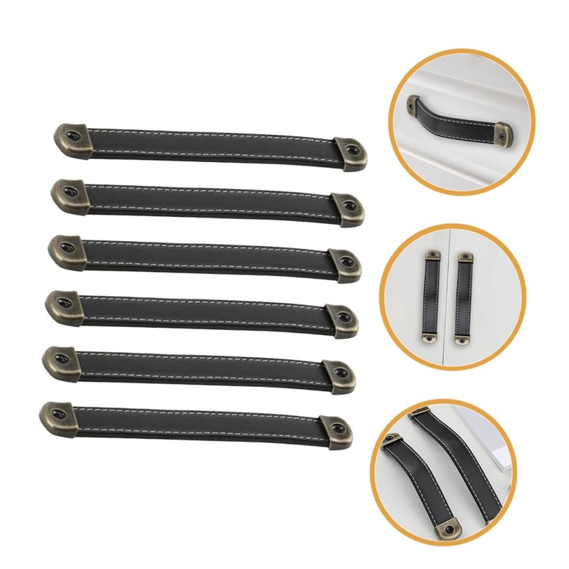 SOLUSTRE 6 Pcs Leather Handles Crate Leather Knobs Leather Drawer
