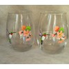 2 Hummingbird Hand Painted Stemless Wine Glasses