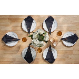 Penguin Home 100 % Premium-Leinenoptik mit wiederverwendbaren Servietten mit Hohlsaum – Täglicher Gebrauch als Dinnerservietten – 6er-Set, einfarbiges Marineblau, 50 x 50 cm